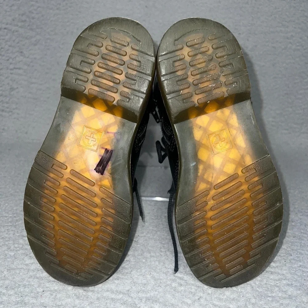 Dr. Martens 1460 J Boots Youth Sz 3 Black Patent Leather Side‎ Zip Lace Up Shoes